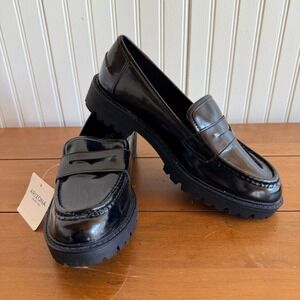 Womens Black Penny Loafers Chunky Lug Sole SIZE 8 Arizona Jean Co NEW